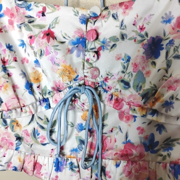 NWT For Love & Lemons Juliet Crop Top XL Floral Puff Sleeve Romantic Coquette - Picture 5 of 11